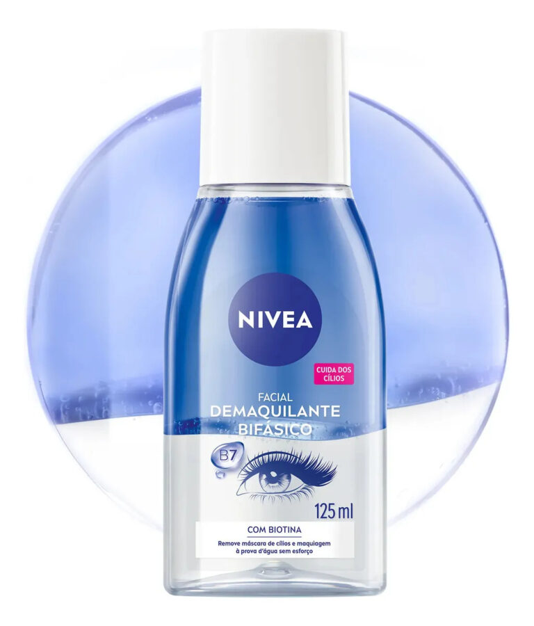 NIVEA Demaquilante Bifásico 125ml, Remove Maquiagem à Prova D’água, Protege Cílios, Gentil com a Pele